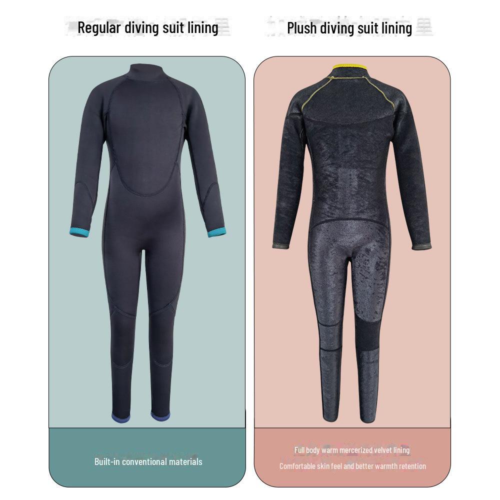 Children's 3.5mm Warm Velvet One-Piece Diving Suit for Surfing