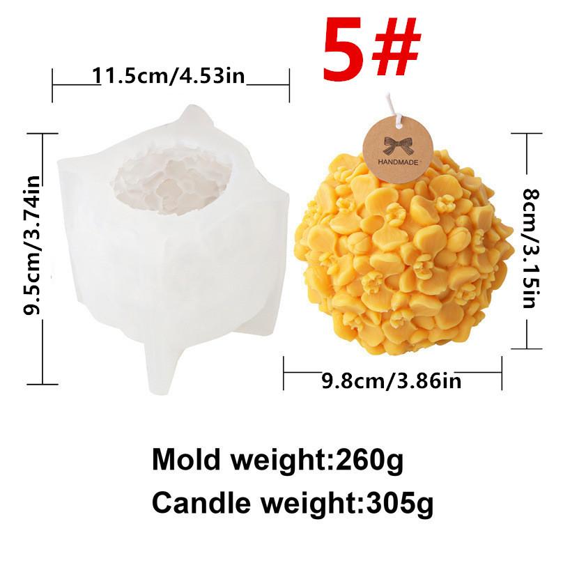 3D Rose Lily Flower Ball Series Silicone Mold DIY Gypsum Aromatherapy Candles Making Mould  Home Decor Valentine's Day Gifts