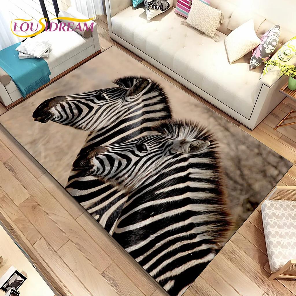 Zebra Wild Animal  Area Rug Large,Carpet Rug for Living Room Bedroom Kitchen Doormat Decoration,Children Play Non-slip Floor Mat