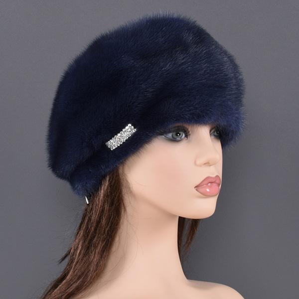 Natural Mink Fur Beret Femme Luxury Fashion Brand Women's High Quality Hats Keep Warm In Russian Winter Lady New Arrival Fur Hat