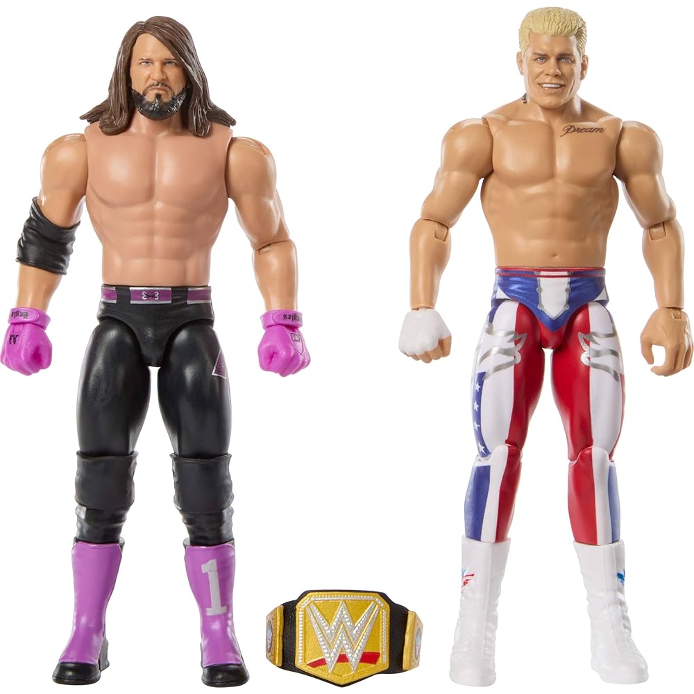 Mattel WWE Main Event Cody Rhodes & AJ Styles Action Figures Set with Accessories