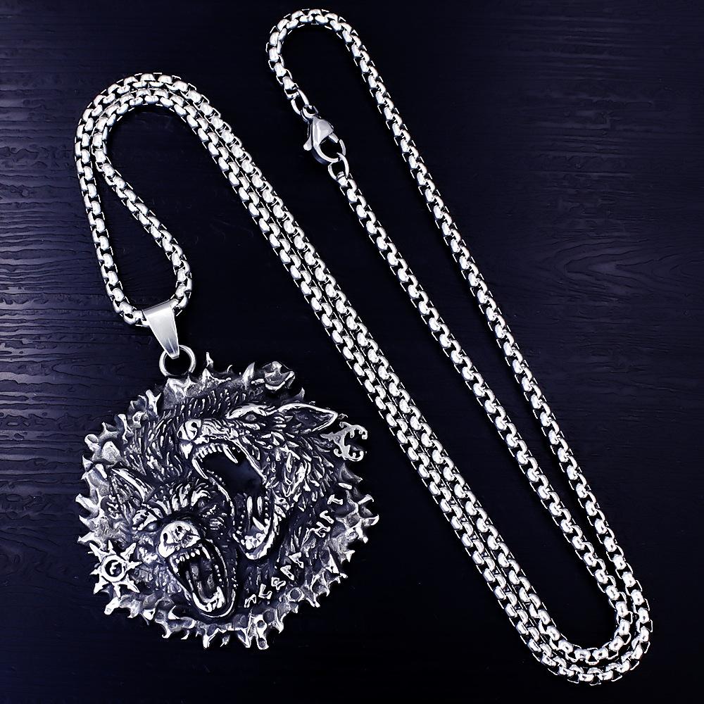 Necklace Nordic Viking Fashion Double Wolf Rune Summer Versatile Men's Pendant