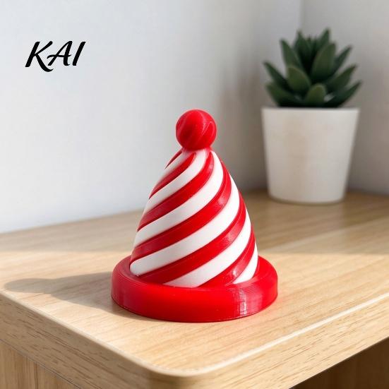 Portable Anxiety Relief Gadgets Spiral Christmas Hat Decompression Toy, 3D Printed Fidget Spinner Educational Toys for Sensory Processing Rotating