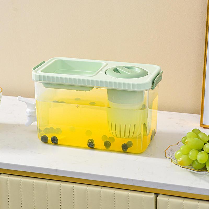 Refrigerator Drink Dispenser 4L Fridge Drink Bucket Dispenser With Spigot And Lid Clear Leakproof Liquid Tank Container