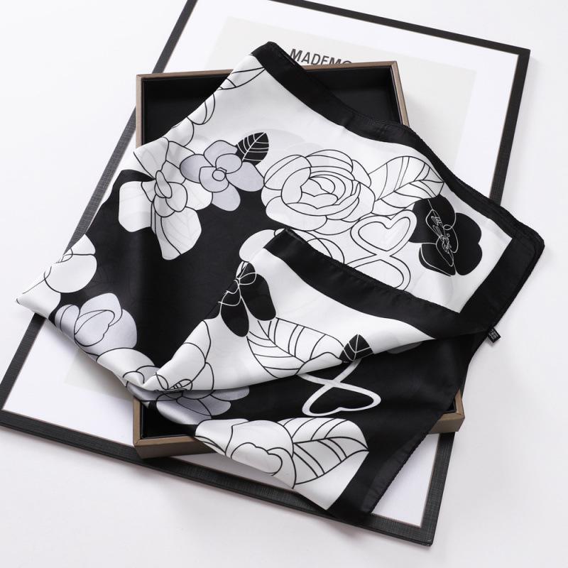 Spring and Summer Silk Scarf Women's 71 Simulation Silk Square Scarf Green Butterfly Decorative Scarf Neck Professional Scarf Thin Scarf