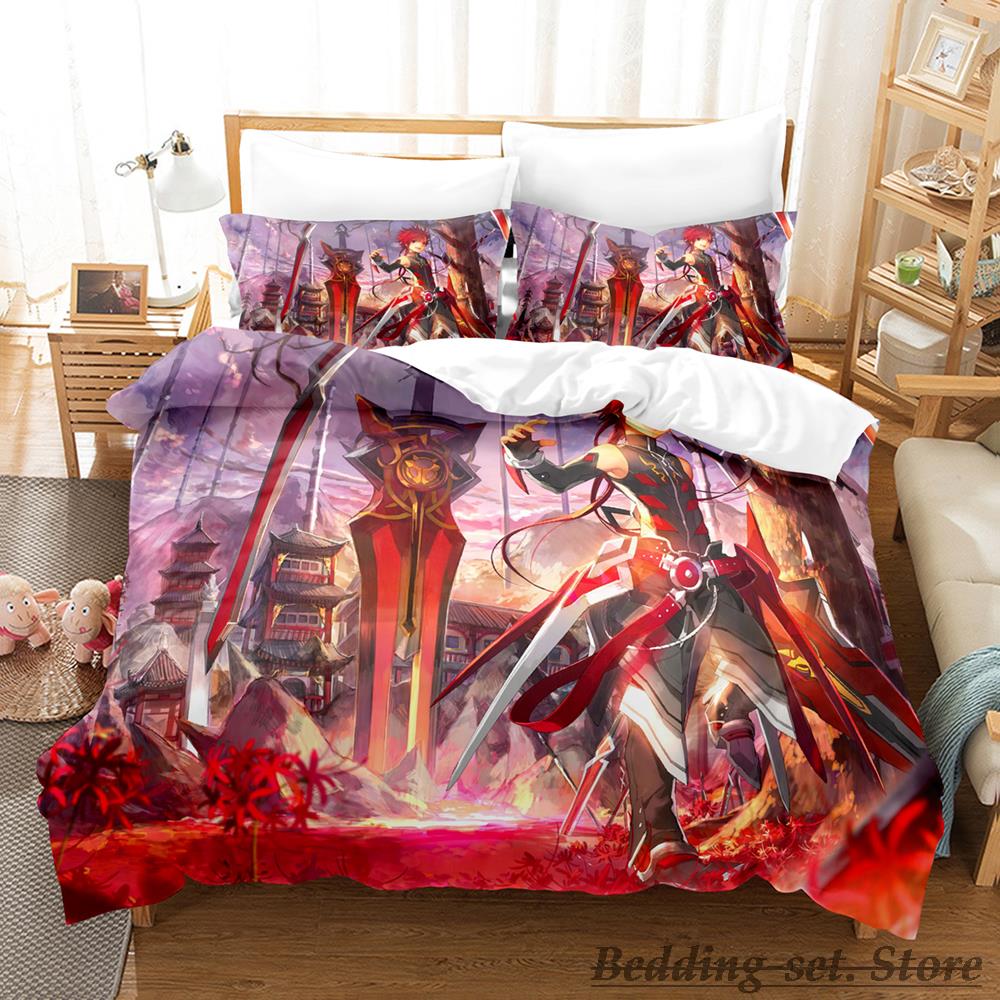 Coolt Spel Elsword Sängkläder Set Enkel Tvåbädds Full Queen King Size Sängset Vuxen Barn Sovrum Påslakan Set Anime Parure De Lit Säng