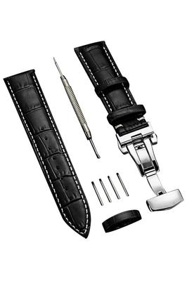 Watch Strap Watch Band 23mm 24mm 22mm 21mm 20mm 19mm 18mm Genuine Leather Watch Band Replacement Strap D Buckle Waterproof Sweatproof Watch Leather