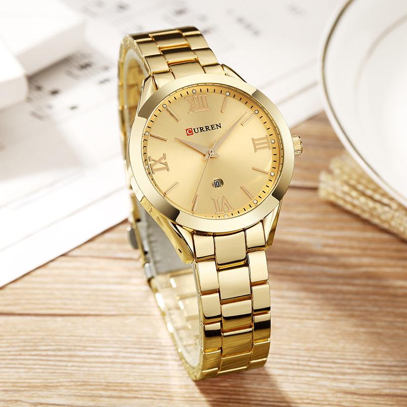 Curren 9007 Women's Waterproof Steel Band Quartz Watch with Calendar