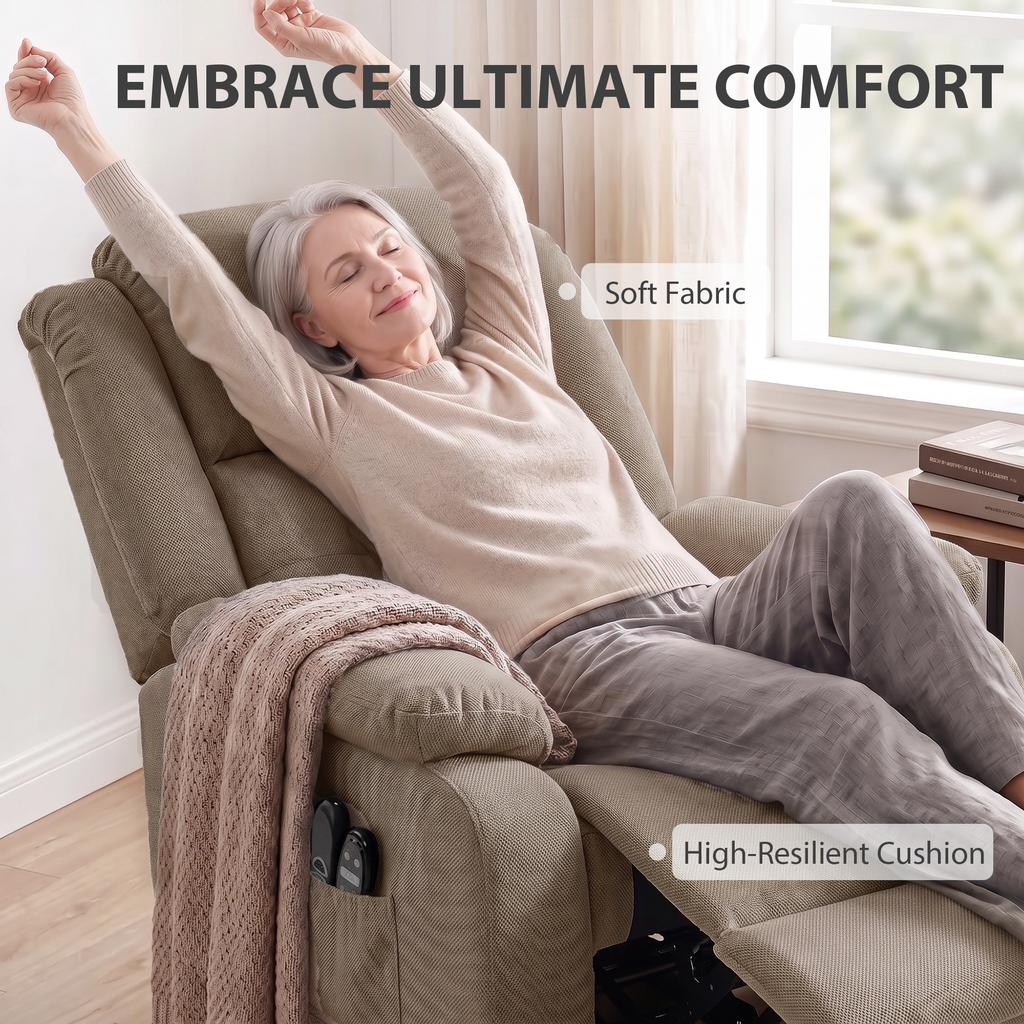 Electric Reclining Chair, Brown, Heating, Vibration Massage