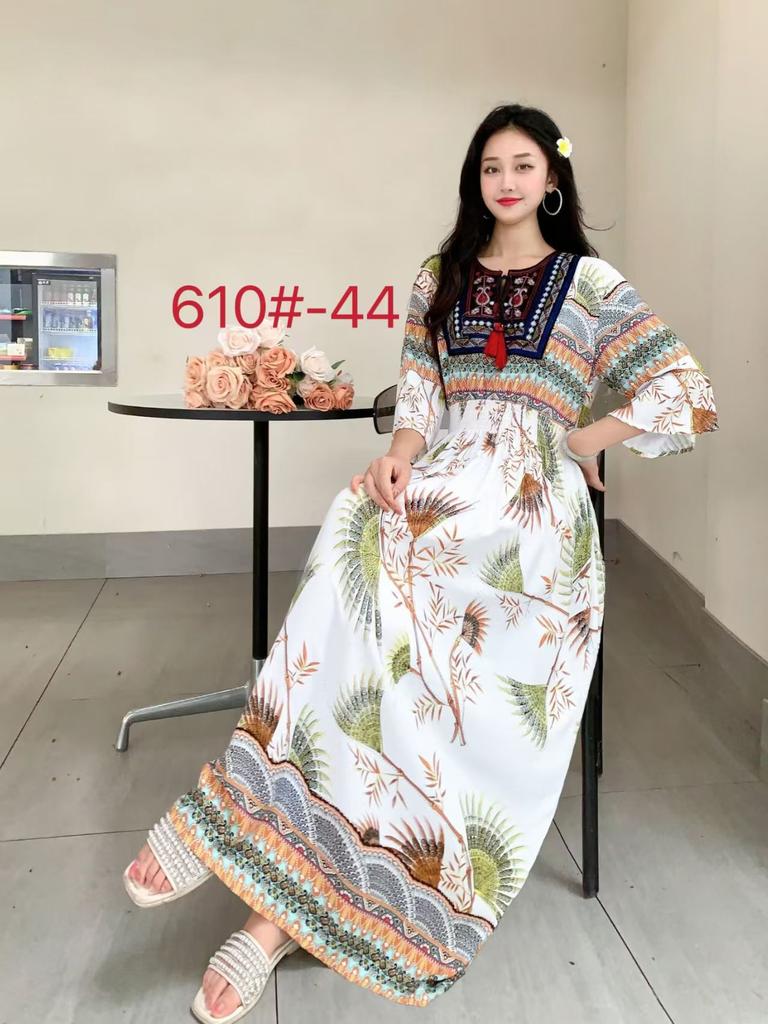 Island Vacation Skirt Xishuangbanna Travel Wear Cotton and Silk Floral Dress Xia Bohemian Skirt