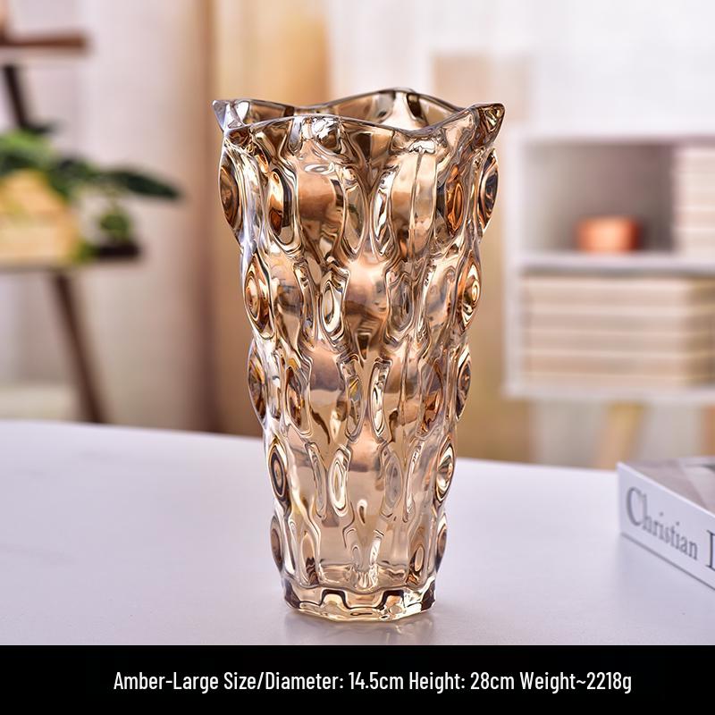 Vază Nordică din Sticlă de Cristal, Diametru Mare pentru Flori Proaspete și Plante Verzi, Decor Elegant pentru Casă și Hotel.