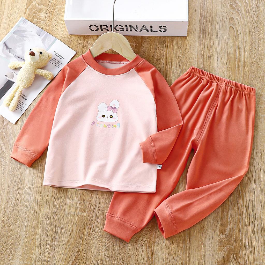 Kids Thermal Underwear Set Boys Girls De Rong Raglan Sleeve Pajamas Warm Home Wear Long Johns Autumn Winter Sleepwear