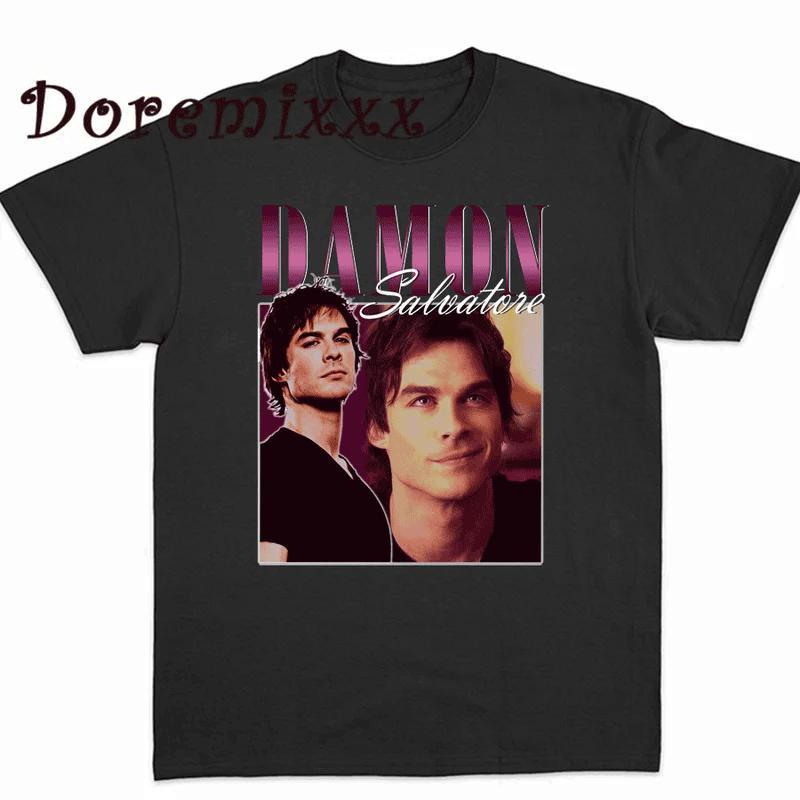 Klasické TV The Vampire Diaries Damon Grafický Potisk Tričko Pánské Dámské Ležérní Oversized Krátký Rukáv Letní Nové Tričko Streetwear Harajuku Y2K Móda Top