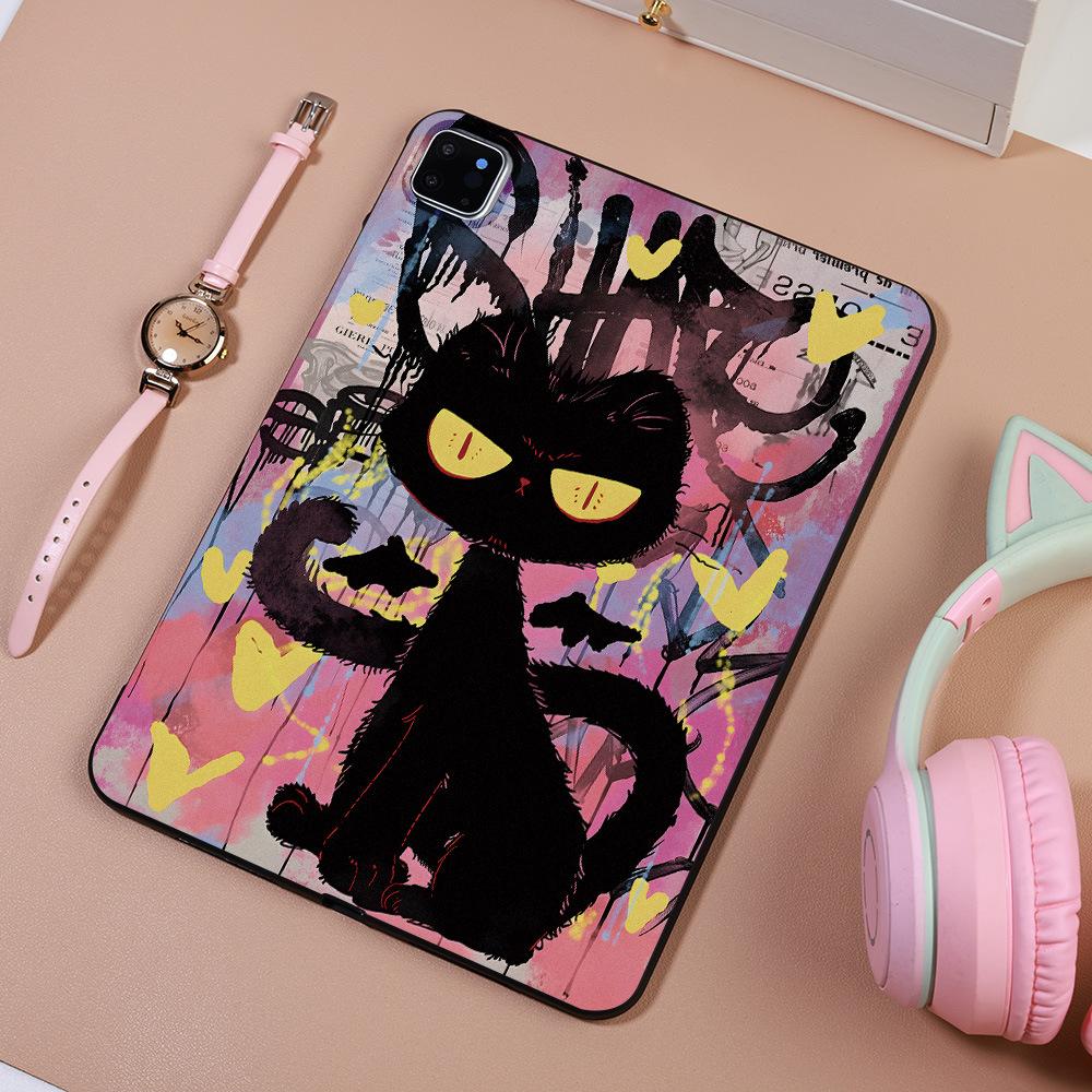 Suitable for Dark Cat Apple iPad 11-inch Protective Case Xiaomi Pad 6 Soft Case Samsung Tab S7 Light and Thin