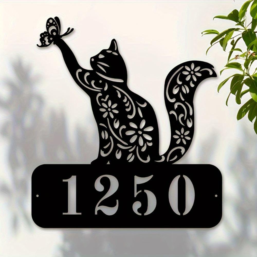 Metal Cat Wall Art Personalized Family Name Sign Home Decor Gift