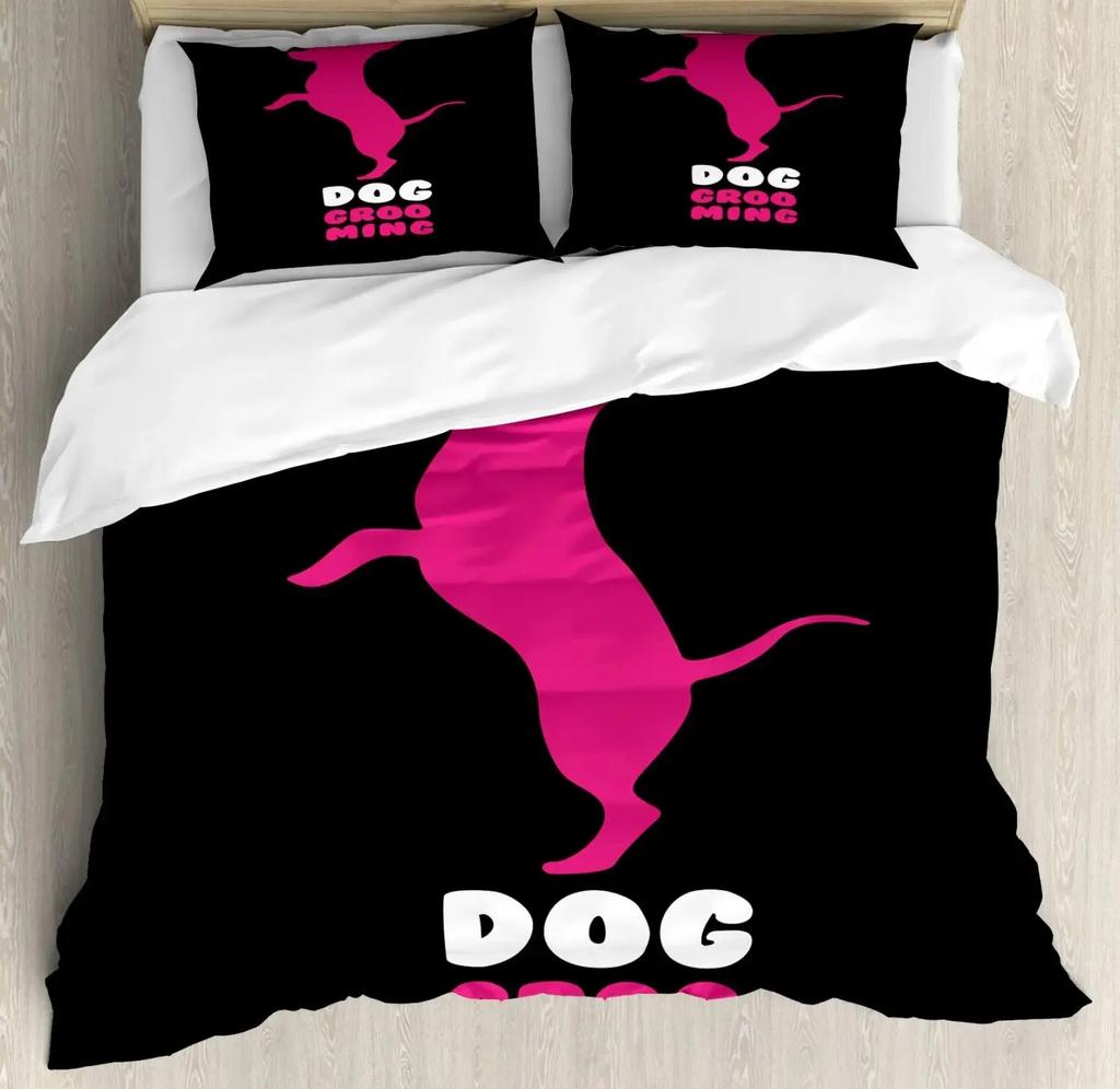 Cute Chihuahua Dog Duvet Cover Set,Girl Chihuahua Fashion Glasses Ribbons Puppy,Bedding Sets Twin Single King Size,Pale Pink