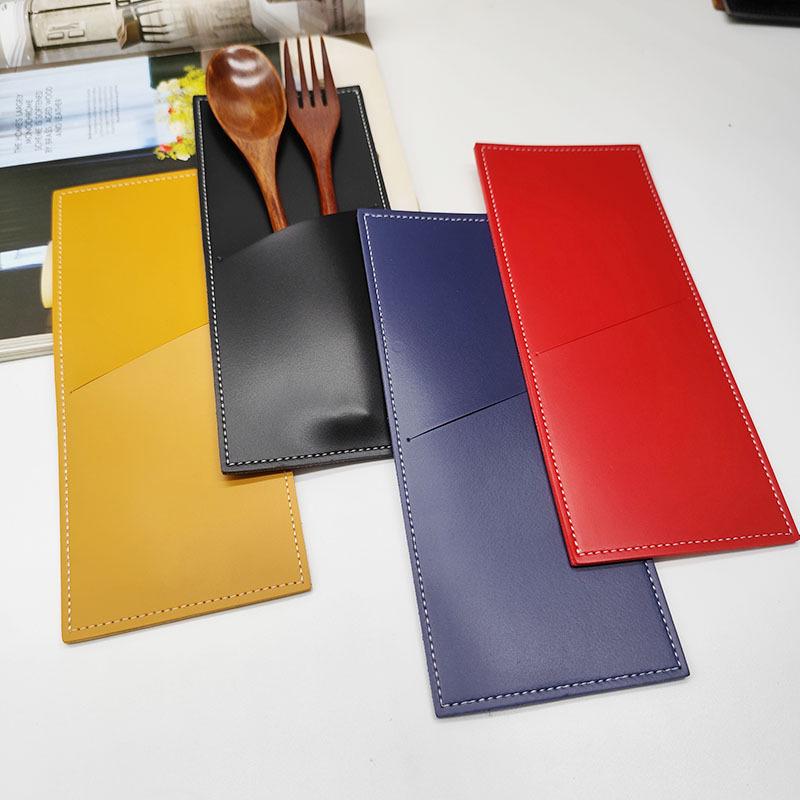 In-Stock 3-Slot Leather Cutlery Bag for Knives, Forks, and Spoons - Ideal for Western Restaurant or Steakhouse Use.