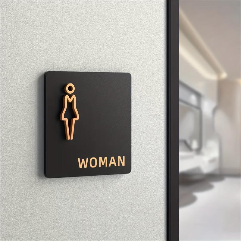 1pc Acrylic Bathroom Sign Adhesive Backed for Door Installation Plastic Surface Mounting Men Women Restroom WC Symbol Bathroom Identification