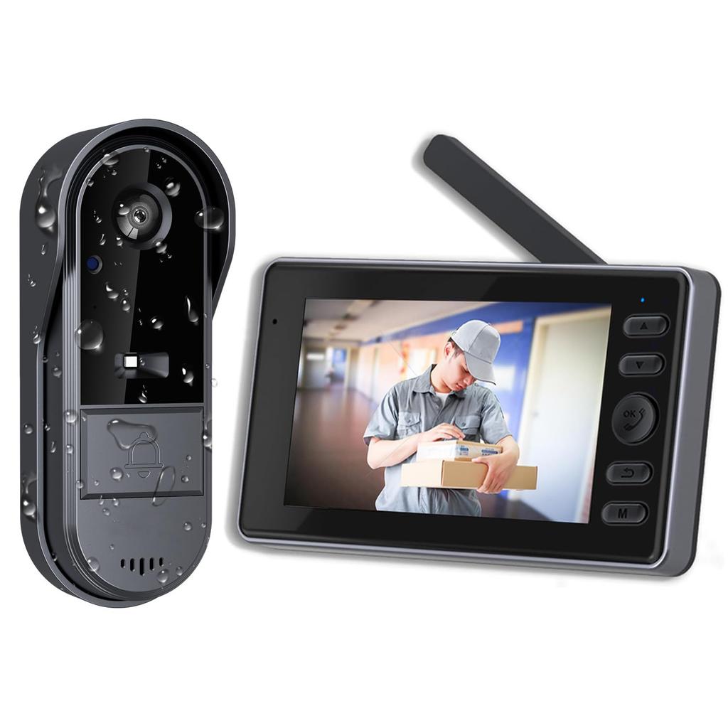 ZAIDER Video Door Phone with No Installation Required Improved Automatic Recording Remote Wireless Night IP65 Security for Includes Japanese