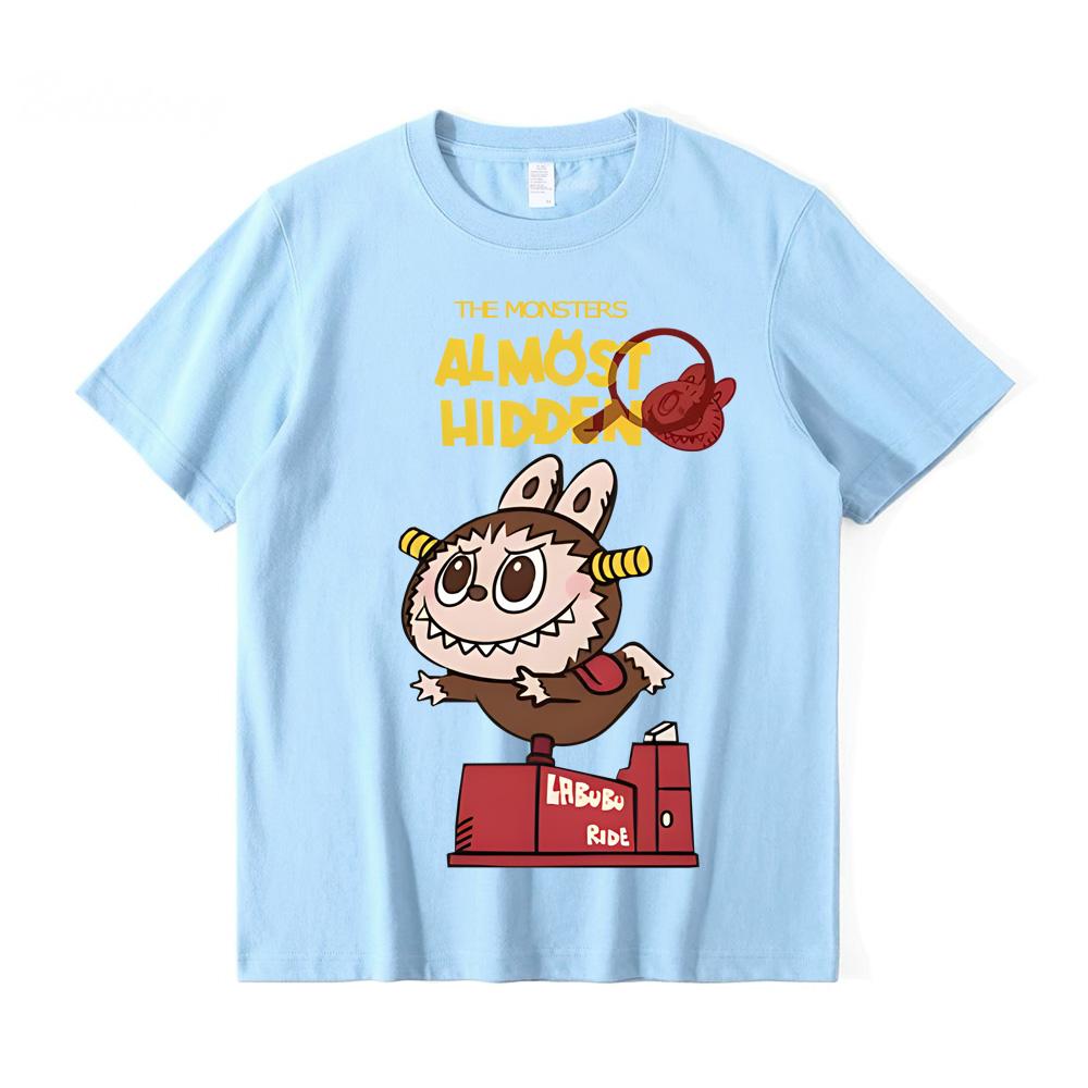 LABUBU Kawaii T-Shirt 100% Cotton Fashion Tshirts Cartoon Graphic T Shirts Clothes Summer Casual T-shirt Short Sleeve O-neck Tops