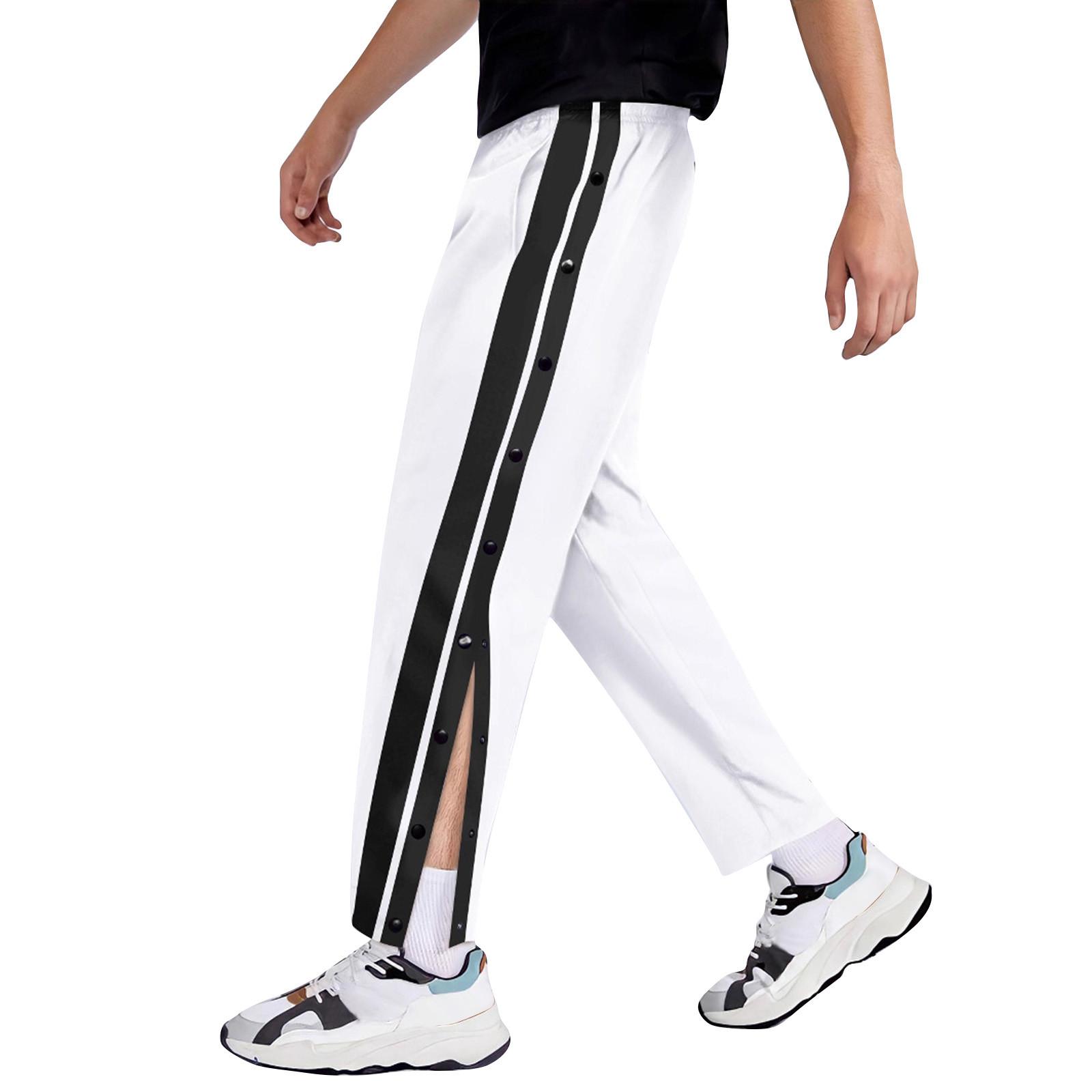 Men s Colorblock Buttoned Basketball Pants Men s Outdoor Sports Casual Pants M белый