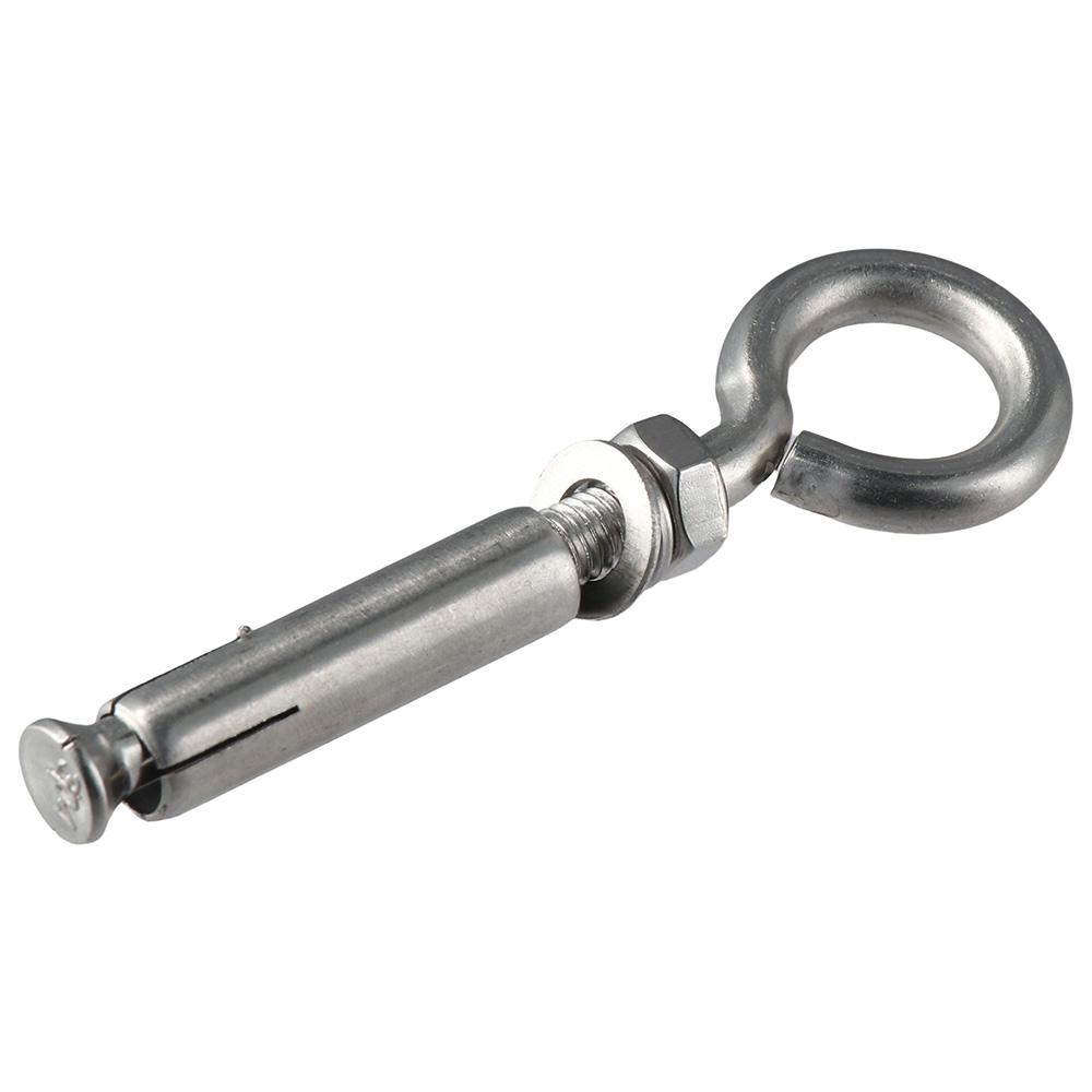 5pcs Silver Eyebolt Bolt 304 Stainless Steel Screw Bolt  Wall Concrete Brick Anchor