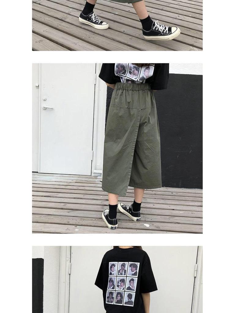 Frühling/Sommer 2020 Ulzzang High Waist Weit Bein Cropped Rockhose für Damen