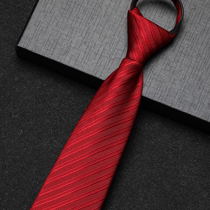 Business Dress Lazy Zipper Free Groom Best Man Wedding Korean Narrow Shirt Striped Plaid Tie