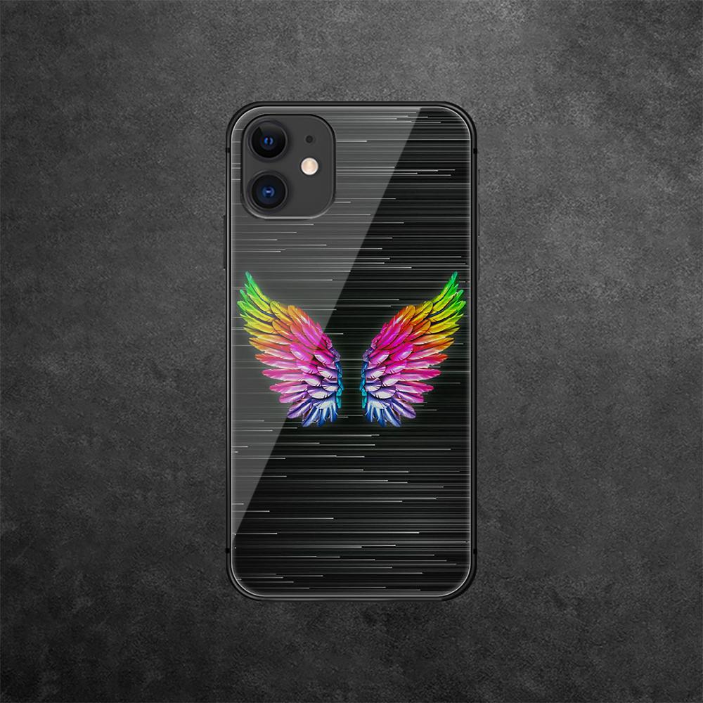 Wings Art Tempered Glass Phone Case For iPhone Samsung Galaxy Redmi Xiaomi Note S A 16 15 14 13 12 11 20 21 22 23 53 54 Pro Plus Ultra Silicone Cover
