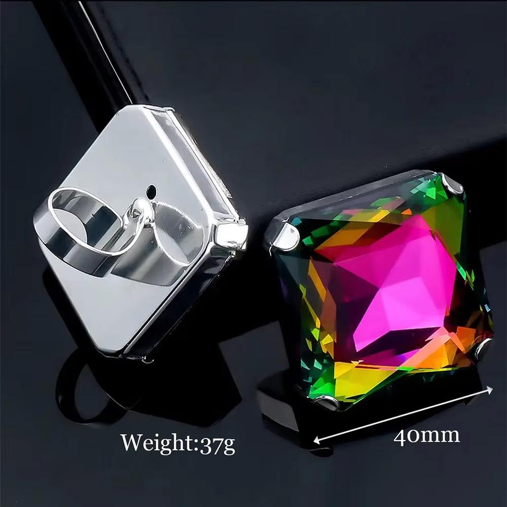 Exaggerated Colorful Square Sugar Cube Ring - Unique Jewelry Design for Women