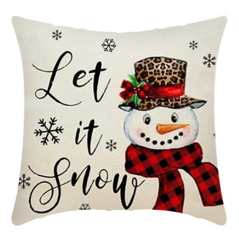 New Christmas Pillowcase Linen Digital Printed Short Plush Christmas Pillowcase Cushion Cover