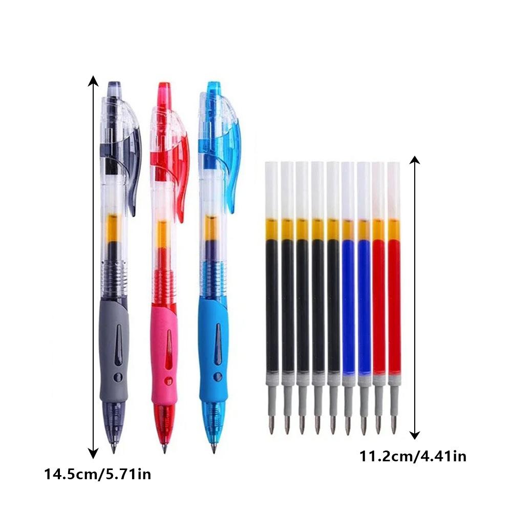 Retractable Gel Pens Set Black/Red/Blue Ink Ballpoint for Writing Refills Office Accessories School Supplies Stationery
