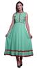 Bimba Aquamarine Green Damask Printed Women Designer Mandarin Collar Anarkali Dress Indian Ethnic Kurta