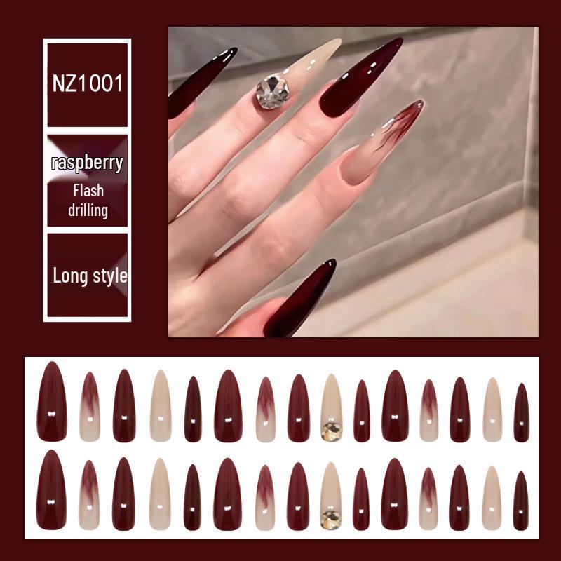 

Малиново-красные стразы 3D носимые ногти-доспехи - Универсальный размер