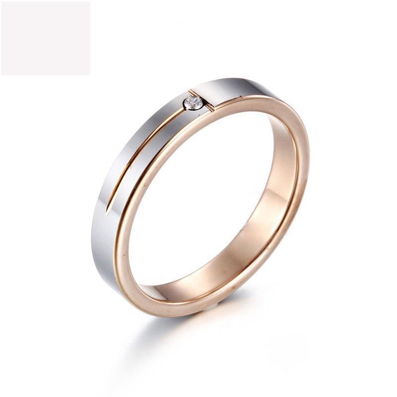 

Rose Gold Simulated Diamond Couple s Tungsten Steel Fashion Ring Size 8