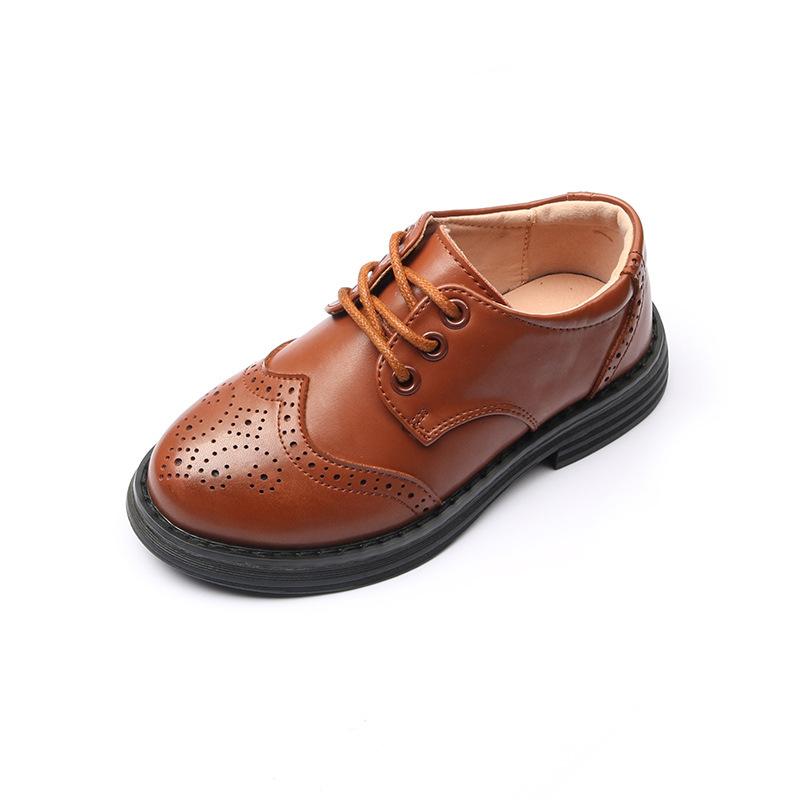 New Boys' Leather Shoes Comfortable Soft-soled Black British Performance Shoes