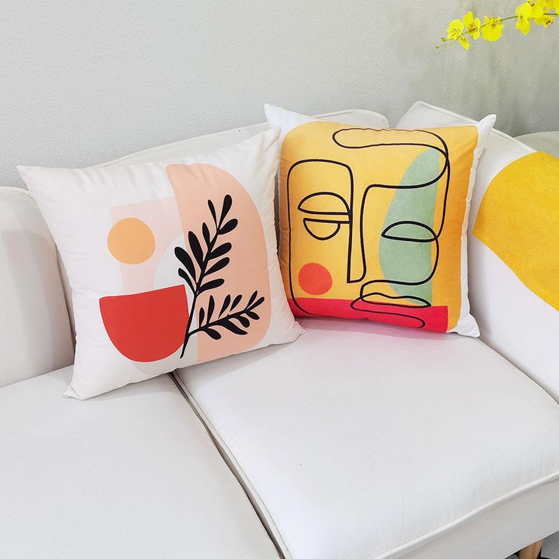 Nordic New Geometric Pillowcase Abstract Print Simple Bedside Sofa Car Cushion Pillowcase Does Not Include Pillow Core