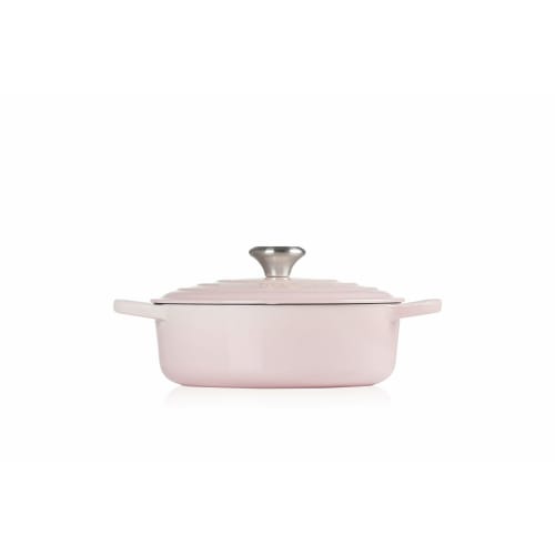 Le Creuset Signature Japonaise Cocotte, 24 cm, Shell Pink, Cast Iron Enamel Pot, Gas, Induction, and Oven Compatible [Official Japanese Product]