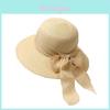 Summer Straw Hat For Women With Large Brim And Bow Tie For Sun Protection