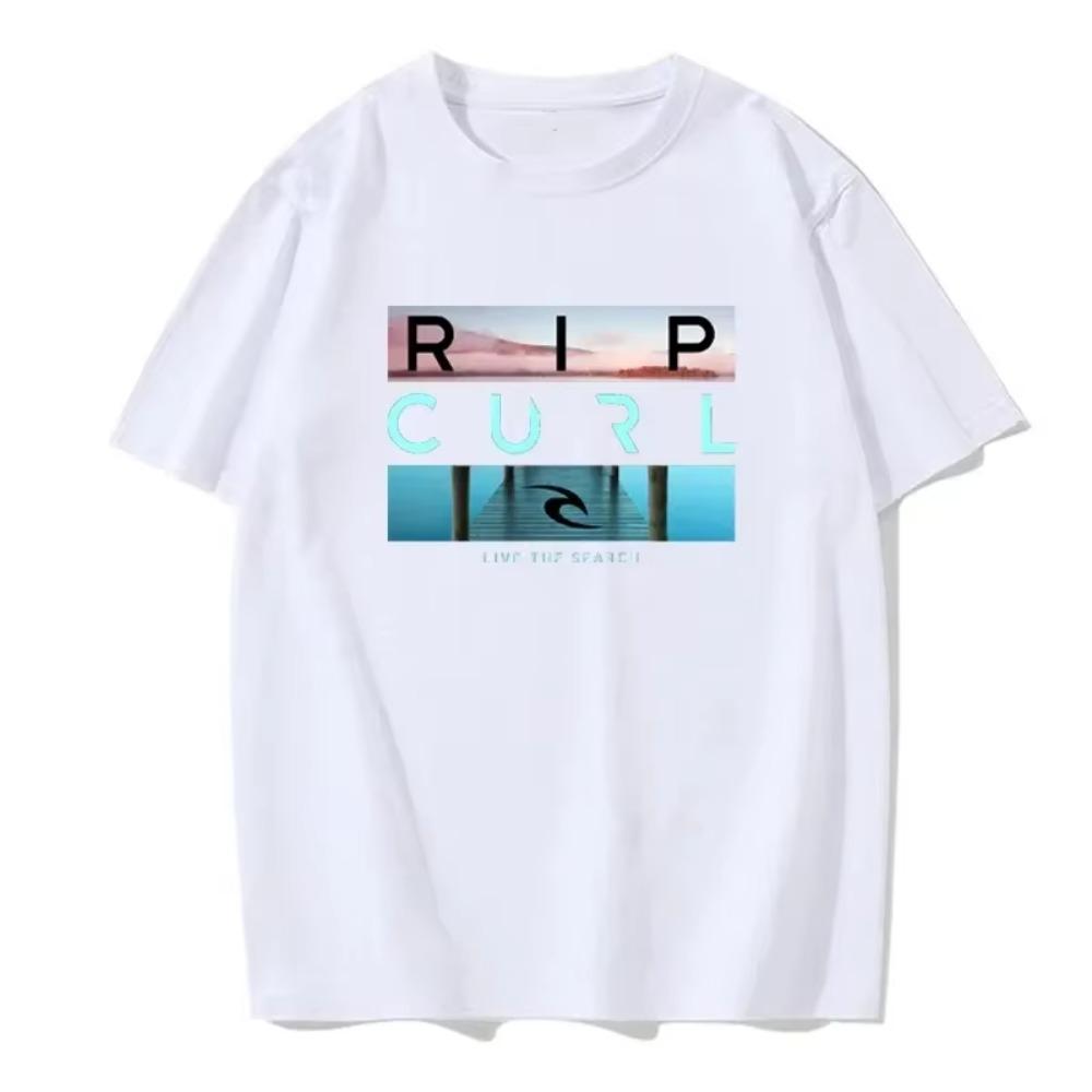Selling Rip Live The Search Beauty Curl Logo Men's and Women's T-shirt Summer Cotton Men's and Women's Couple Printed T-shirt