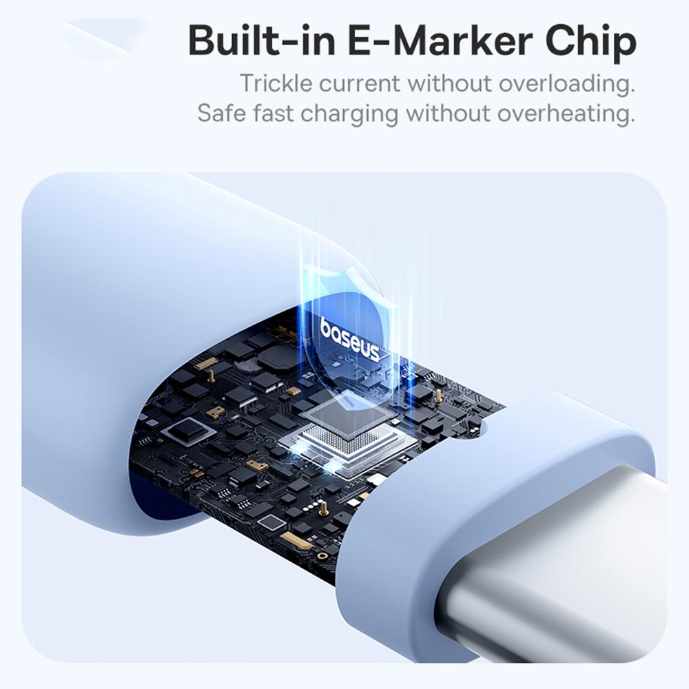 BASEUS Silky PD 100W Fast Charging Cable Soft PVC USB-C to USB-C Data Cord,Length: 1m