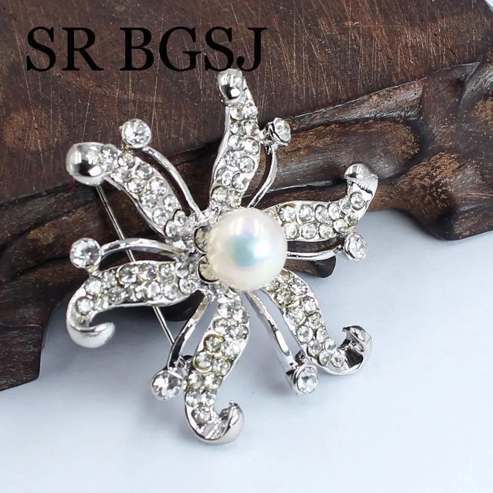 Luxury Jewelry 100% Genuine Natural Freshwater Pearl Wedding Micro-inlaid Zircon Coat Women All Match Accessories Pin Brooch