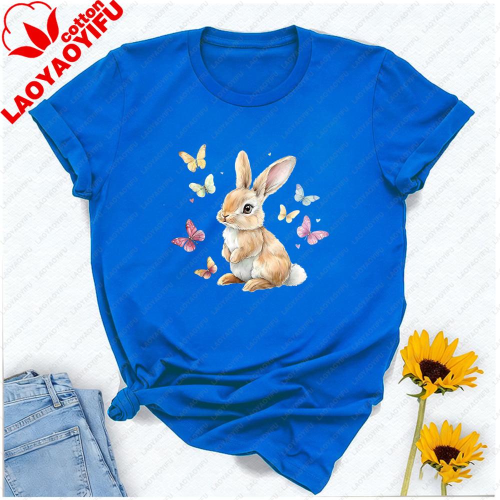 Linda Camiseta De Conejo De Pascua Con Mariposa Negro Graphic T Shirts Unisex Clothing Gothic Aesthetic Clothes Gothic Tops