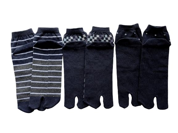 Eden Japan Comfortable Tabi Cotton with Sizes Set of your B06 Men's Socks, Blend, Heel, 25-27cm, 5-Pair (Pattern choice)