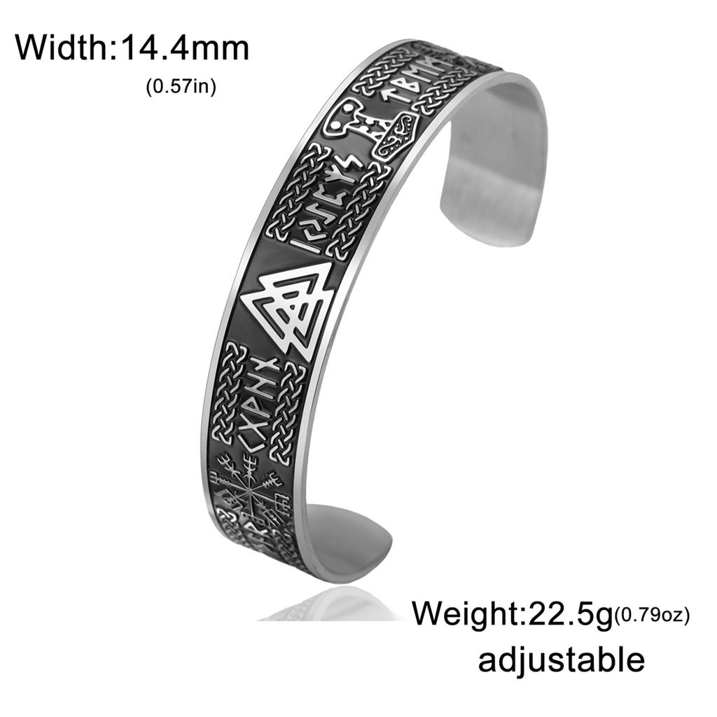 Viking Compass Bracelet for Men Norse Vegvisir Triskele Runes Amulet Jewelry Gift Vintage Bangle