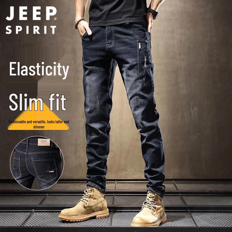JEEP SPIRIT Men's Autumn/Winter Stretch Slim-Fit Jeans