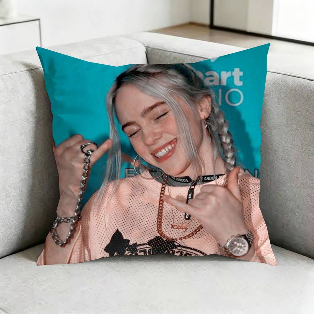 BillieE EEilish Bad Guy Pillow Case Square DoubleSided Sofa Cushion Cover Bedroom Bedside Pillow Gift