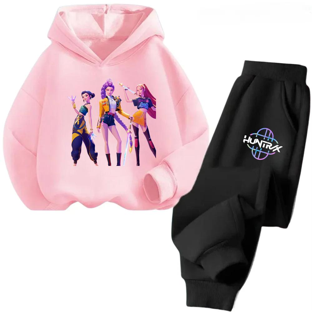Hot Movie KPop Witch Hunter Group Fleece Hooded Children's Set Hoodies+Pants Suit Fashion Boy Girl Sport Tracksuit Autumn Winter
