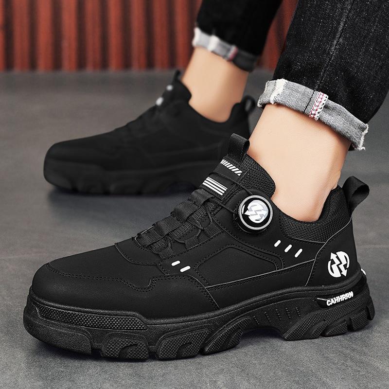 Men's shoes autumn 2025 low-top tooling Martin shoes men's casual leather trendy shoes men's rotating buttons