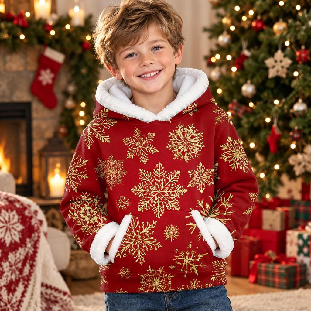 Kinder Langarm Weihnachten Druck Lässig Mode Kapuzenoberteil
